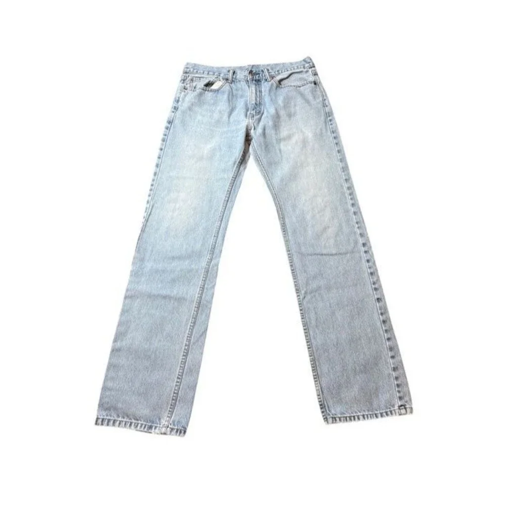 Levis 505 Jeans Mens Size 34x34 Blue Light Wash Regular Fit Straight Denim Zip